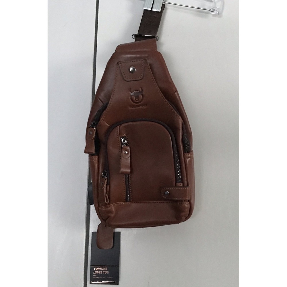 Bull Captain Leather Fortune Loves You Sling Bag NWT Has Charger